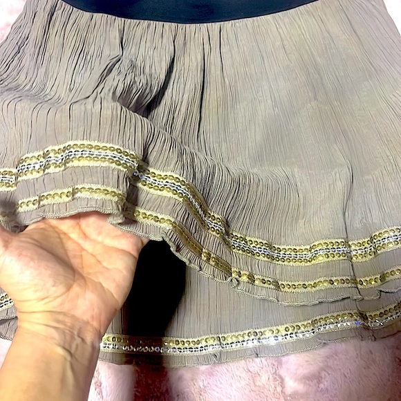 Free People Mushroom Layered Sequin Ruffle Trim A-Line Mini Skirt, Women’s Sz. S - Picture 6 of 10